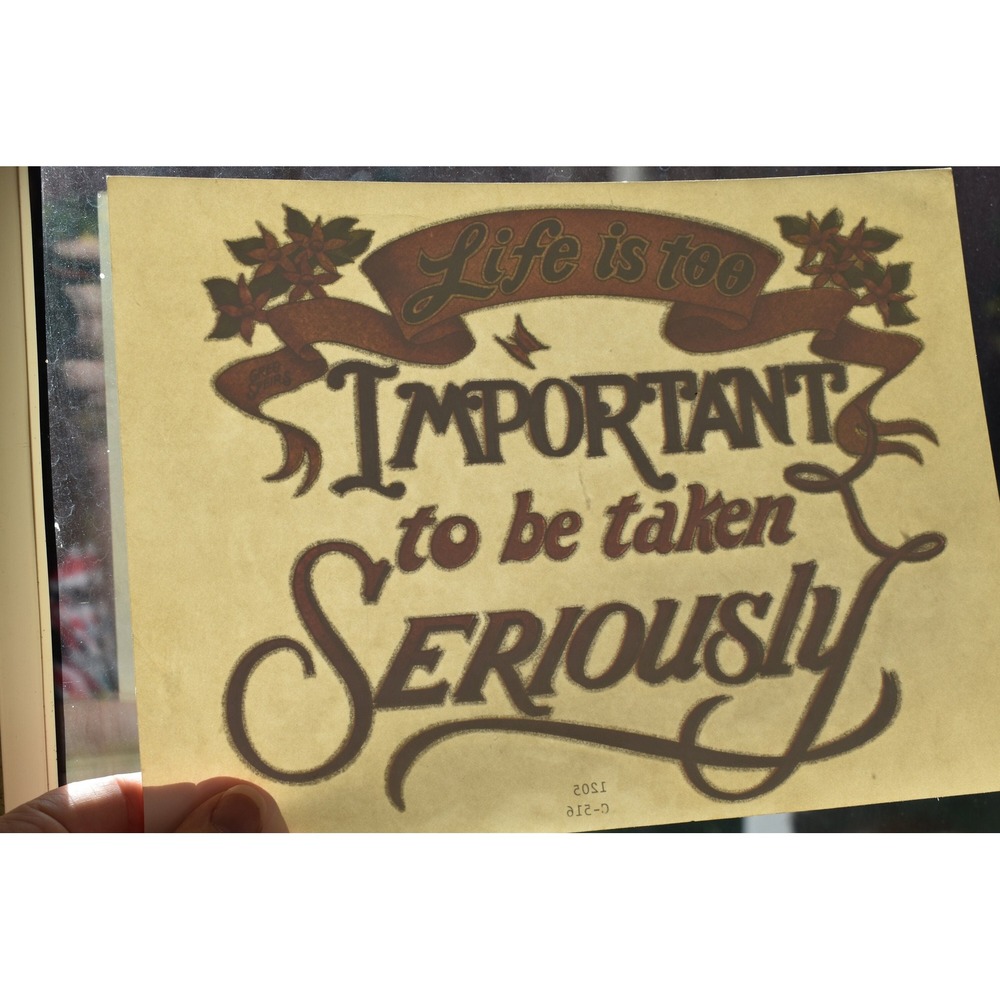 Don't take life too seriously, iron on transfer, vintage iron ons
